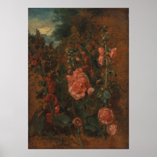 Studie über Hollyhocks - John Constable Poster (Vorne)