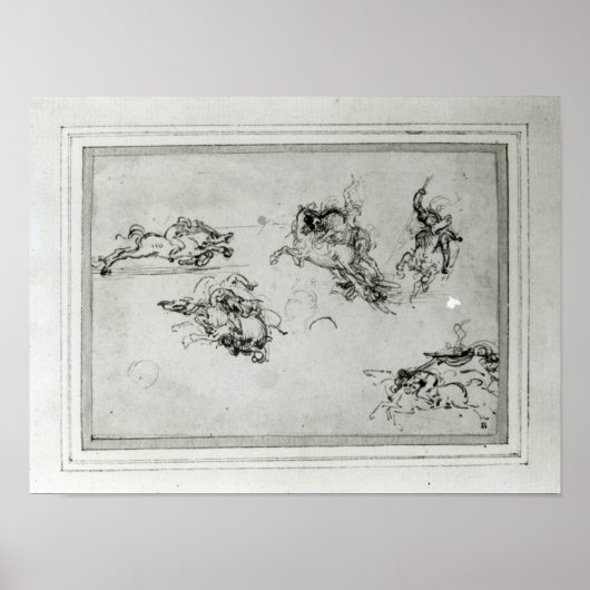 Studie über Horsperma im Kampf, 1503-4 Poster (Vorne)