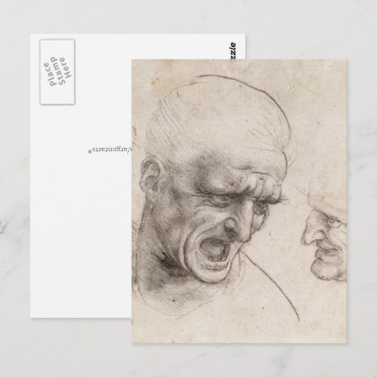 Studie von Leonardo da Vinci über zwei Kriegerleit Postkarte (Vorne/Hinten)