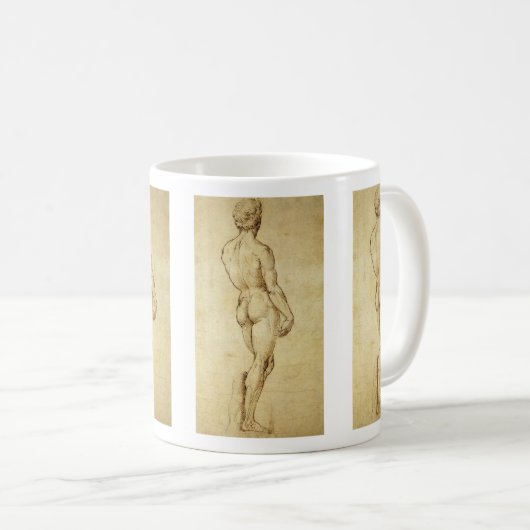 Studie von Michelangelos David Statue von Raphael Kaffeetasse (VorderseiteRechts)