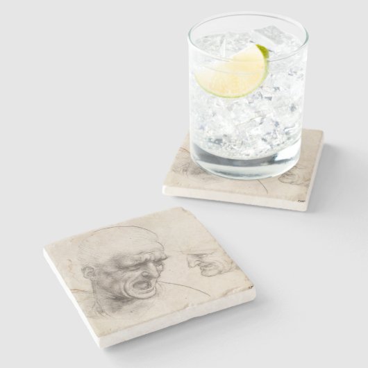 Studie von zwei Kriegers-Köpfen durch Leonardo da Steinuntersetzer (Seitenansicht)