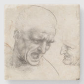 Studie von zwei Kriegers-Köpfen durch Leonardo da Steinuntersetzer (Vorderseite)