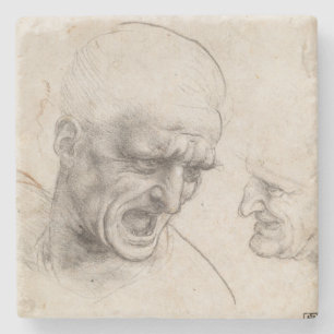 Studie von zwei Kriegers-Köpfen durch Leonardo da Steinuntersetzer