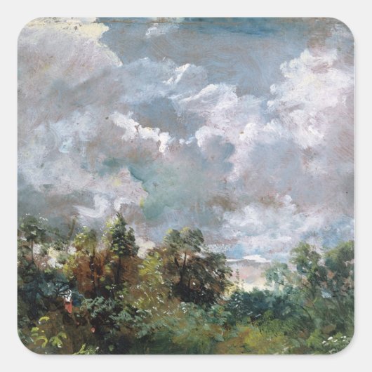 Studie zu Sky and Trees (Öl auf Leinwand) Quadratischer Aufkleber (Vorderseite)