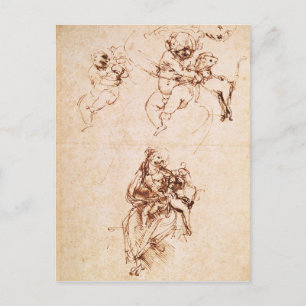 Studien für eine Madonna mit Katze, c.1478-80 Postkarte