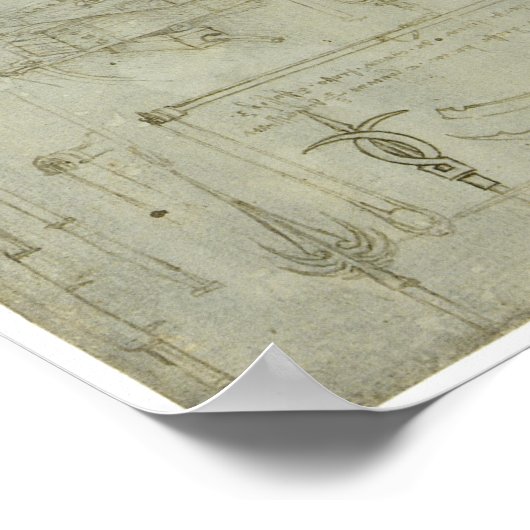 Studien über Waffen, Leonardo da Vinci Poster (Ecke)