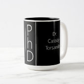 Studienbezeichnung Schwarz-weiß PhD Zweifarbige Tasse (VorderseiteRechts)