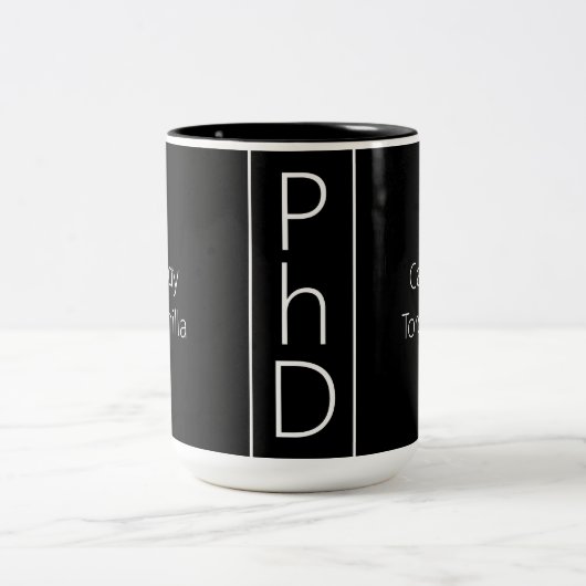Studienbezeichnung Schwarz-weiß PhD Zweifarbige Tasse (Mittel)
