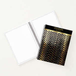 Studieren von Schwarz-Gold-Schlangenmustern Notizblock