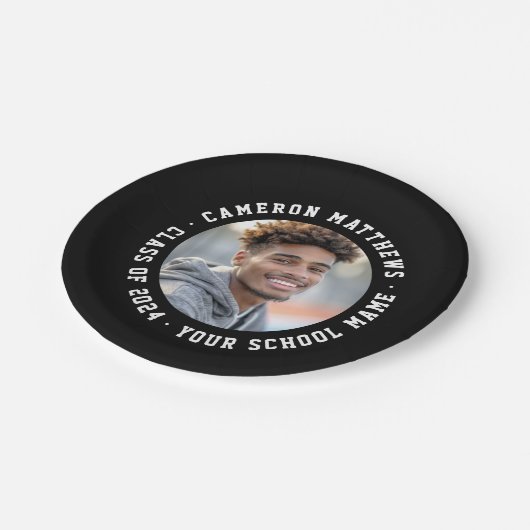 Studierende Abschluss Foto modern schwarz Pappteller (Schrägansicht)