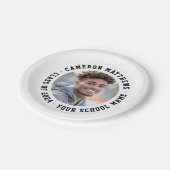 Studierende Abschluss Foto modern weiß Pappteller (Schrägansicht)