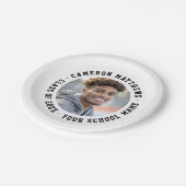 Studierende Abschluss Foto modern weiß Pappteller (Schrägansicht)