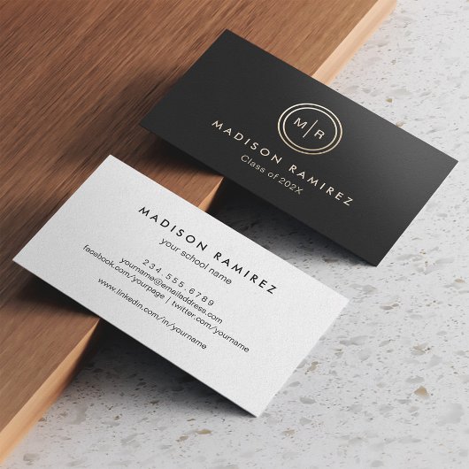 Studierende für das moderne Circle Monogram Logo Telefonnummerkarte