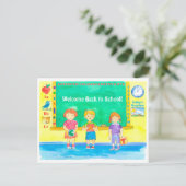 Studierende im Klassenzimmer willkommen zurück zur Postkarte (Stehend Vorderseite)