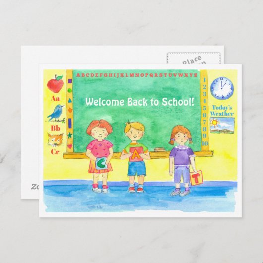 Studierende im Klassenzimmer willkommen zurück zur Postkarte (Vorne/Hinten)