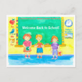 Studierende im Klassenzimmer willkommen zurück zur Postkarte (Vorderseite)