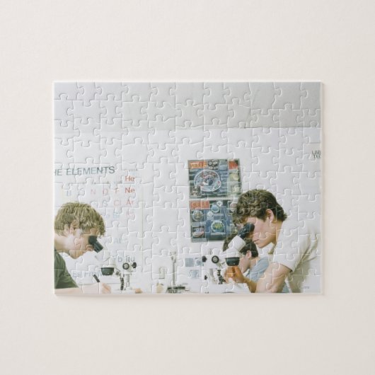 Studierende mit Mikroskopen Puzzle (Horizontal)