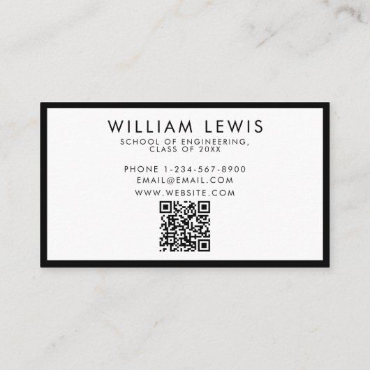 Studierende Moderner Minimalistischer QR-Code Visitenkarte (Rückseite)