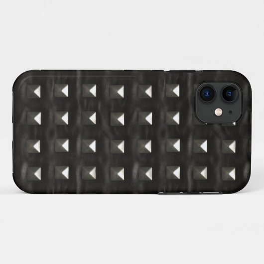 Studiertes schwarzes Leder Case-Mate iPhone Hülle (Rückseite (Horizontal))