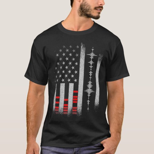 Studio Audio Engineer USA Flag Sound Typ Tech T-Shirt (Vorderseite)