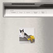 Studio-Aufnahme von Schwarzweiß-Katze in Geschenkb Magnet (In Situ (Geschirrspüler))