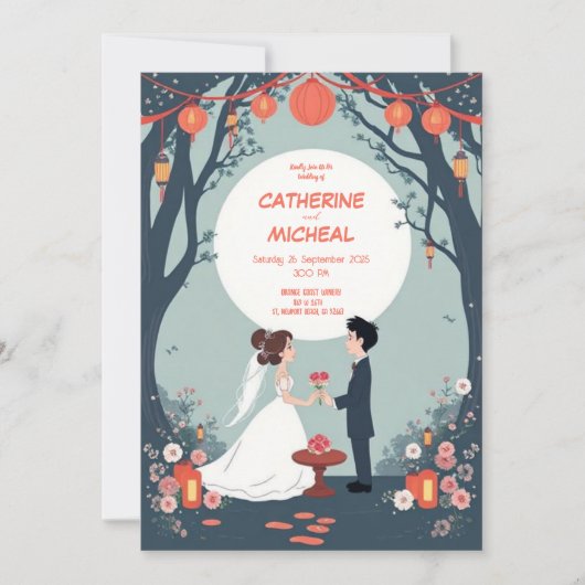 Studio Ghibli Stil personlized Wedding Einladung (Vorderseite)