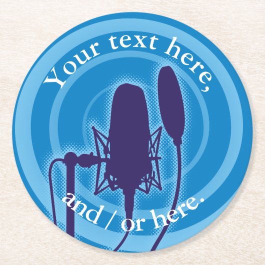 Studio Mikrofon Runder Pappuntersetzer (Vorderseite)