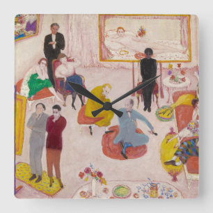 Studio Party von Florine Stettheimer Quadratische Wanduhr