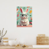 Studio Rabbit in Cat-Eye Glasses - Funny Pop Art Poster (Küche)