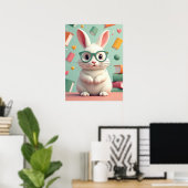 Studio Rabbit in Cat-Eye Glasses - Funny Pop Art Poster (Heimbüro)