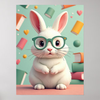 Studio Rabbit in Cat-Eye Glasses - Funny Pop Art Poster