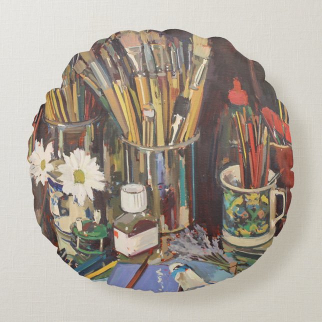 Studio-Stillleben 2012 Rundes Kissen (Vorderseite)