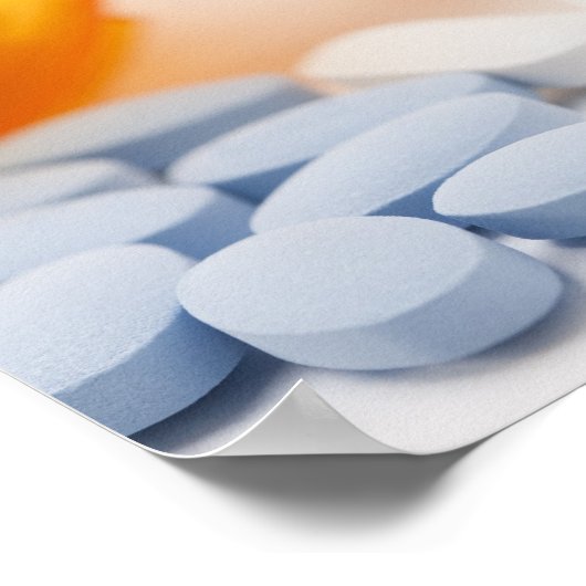 Studiofoto mit Medikamentenflasche Poster (Ecke)