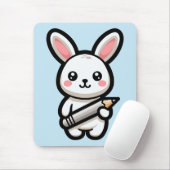 Studious Kawaii Bunny Mousepad (Mit Mouse)