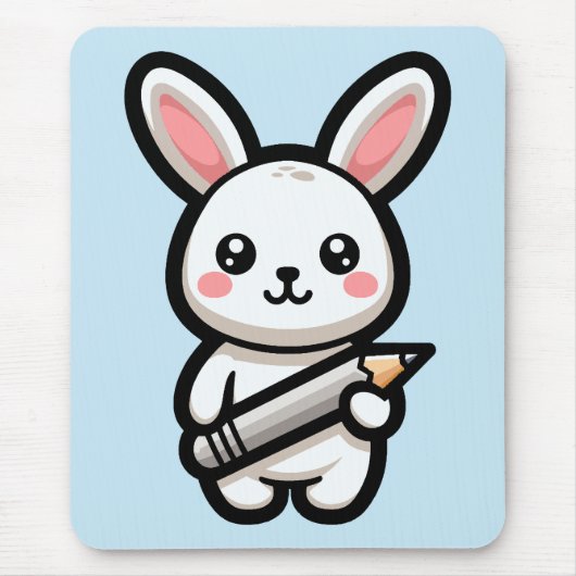 Studious Kawaii Bunny Mousepad (Vorne)