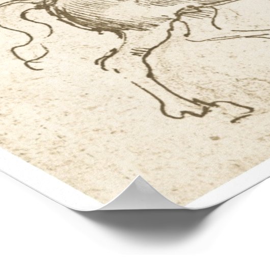 Studium eines Pferdes, Leonardo Da Vinci Poster (Ecke)
