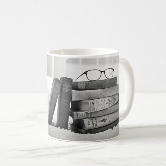 Studium/Nickerchen Zeitbücher Schwarz & Weiß Kaffeetasse (VorderseiteRechts)