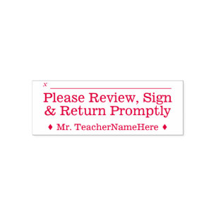 Studium Work Review + Name Rubber Briefmarke Permastempel