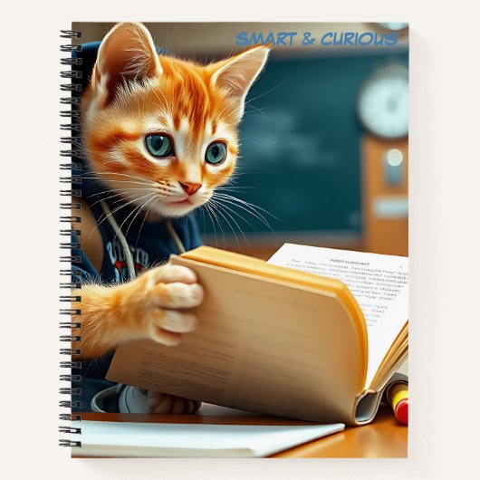 📚 Study Buddy Kitten - Adorable Scholar Notebook Notizblock (Vorderseite)