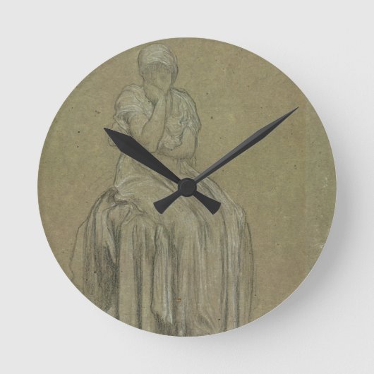 Study for Solitude, c.1890 (chalk on paper) Runde Wanduhr (Vorderseite)