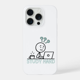 Study Hard Motivational Cartoon Stickman iPhone Ca 15 Pro Hülle