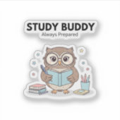 Study Owl Sticker – Cute Study Buddy Always (Vorderseite)