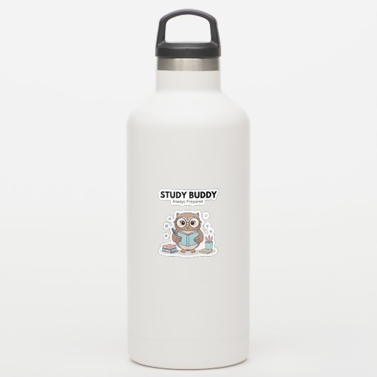 Study Owl Sticker – Cute Study Buddy Always (Wassserflasche)