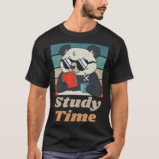 Study Time Panda Bear Cute Retro Animal Student T-Shirt (Vorderseite)