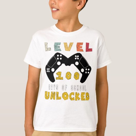 Stufe 100 des coolen Gamer-Jungen in der Schule T-Shirt (Vorderseite)