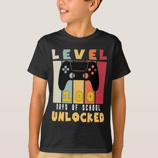 Stufe 100 des coolen Gamer-Jungen in der Schule T-Shirt (Vorderseite)
