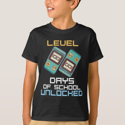Stufe 100 des coolen Gamer-Jungen in der Schule T-Shirt (Vorderseite)