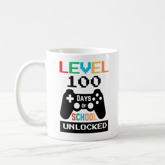 Stufe 100 Schultage frei Kaffeetasse (Links)