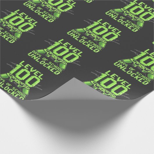 Stufe 100. Schultage Ungesperrte Gaming-Schule Geschenkpapier (Ecke)