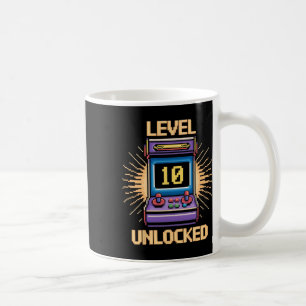 Stufe 10 Entsperren GeburtstagsGamer 10 Jahre alte Kaffeetasse